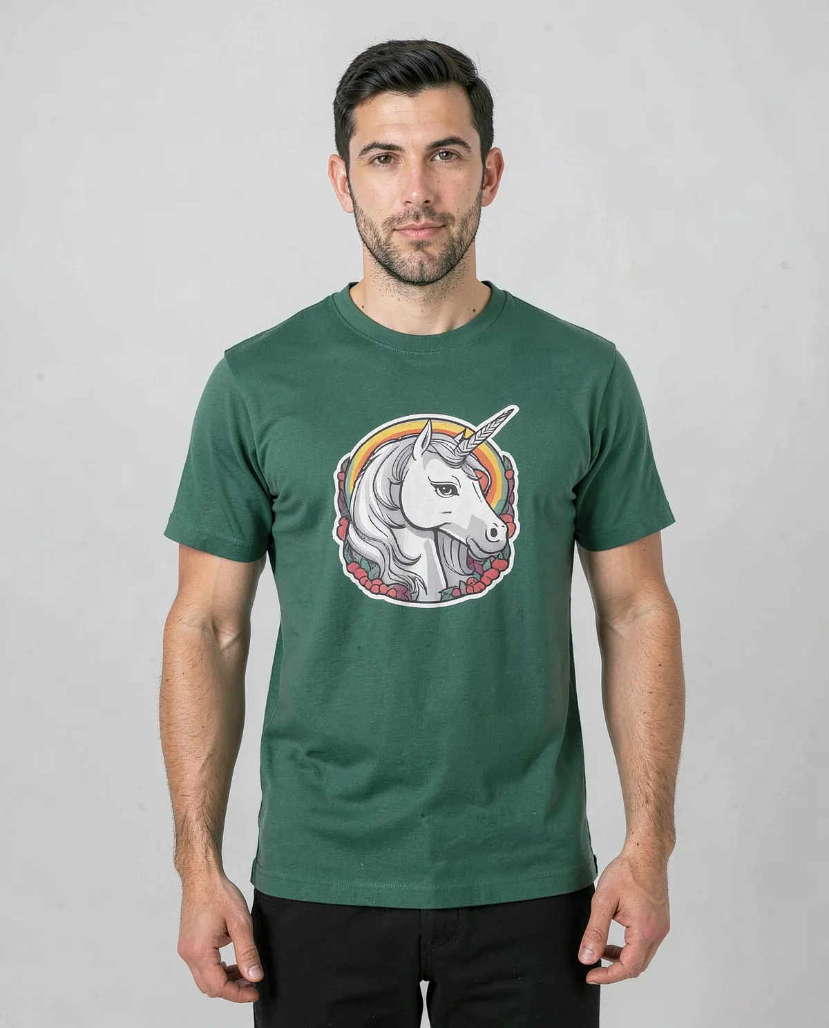 Maglietta verde con grafica audace 0