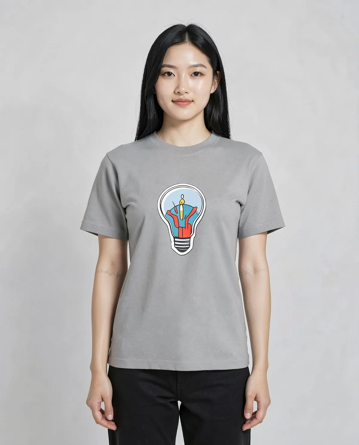 Grey T-Shirt with Minimalist Graphic Print