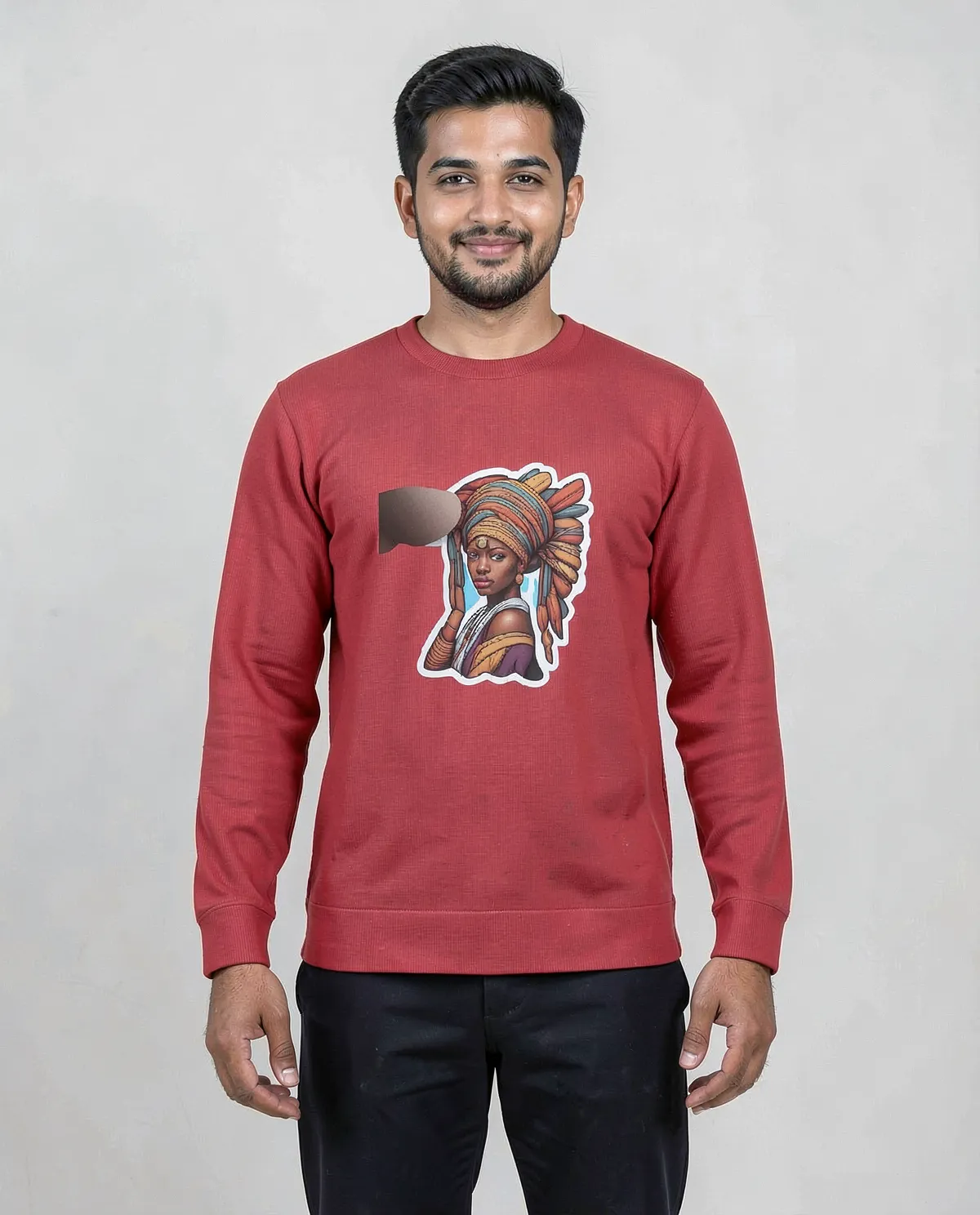 Red Organic Cotton Sweatshirt with Brushed Fabric