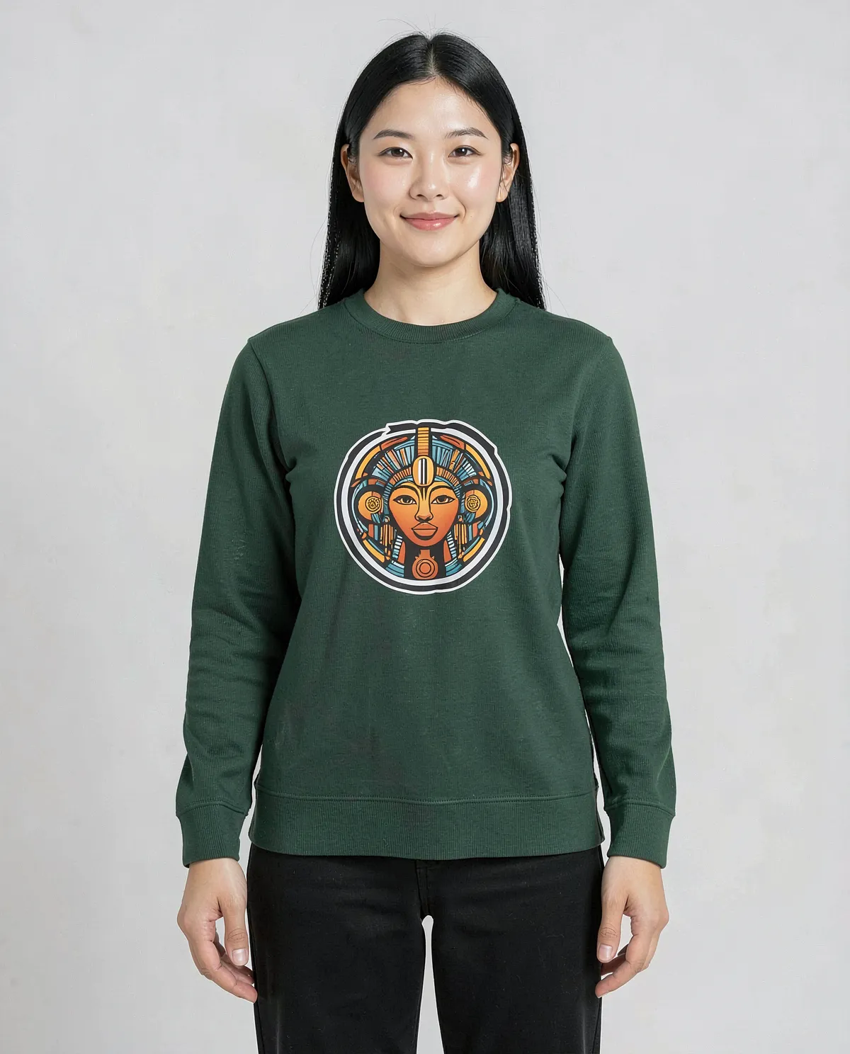 Green Unisex Sweatshirt with Brushed Organic Cotton 0