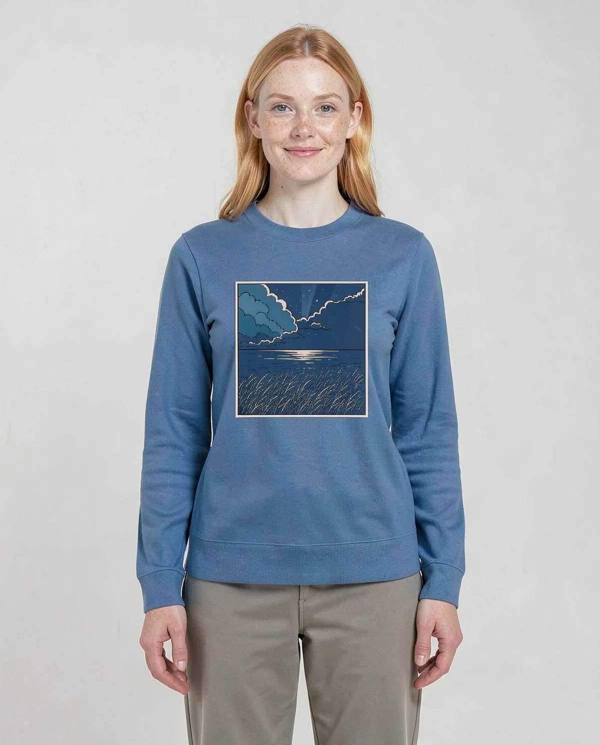 Blue Unisex 3-Thread Cotton Sweatshirt 0