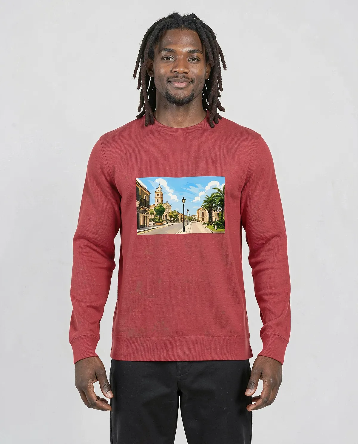 Red Brushed Organic Sweatshirt 0
