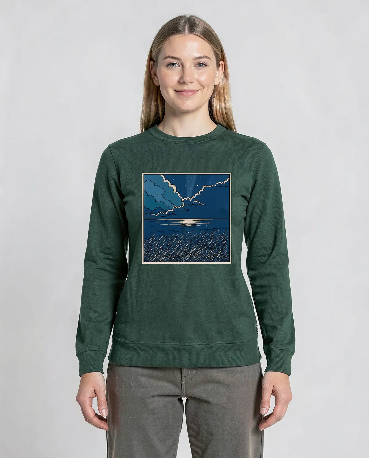 Green Eco‑Sustainable Brushed Sweatshirt 0