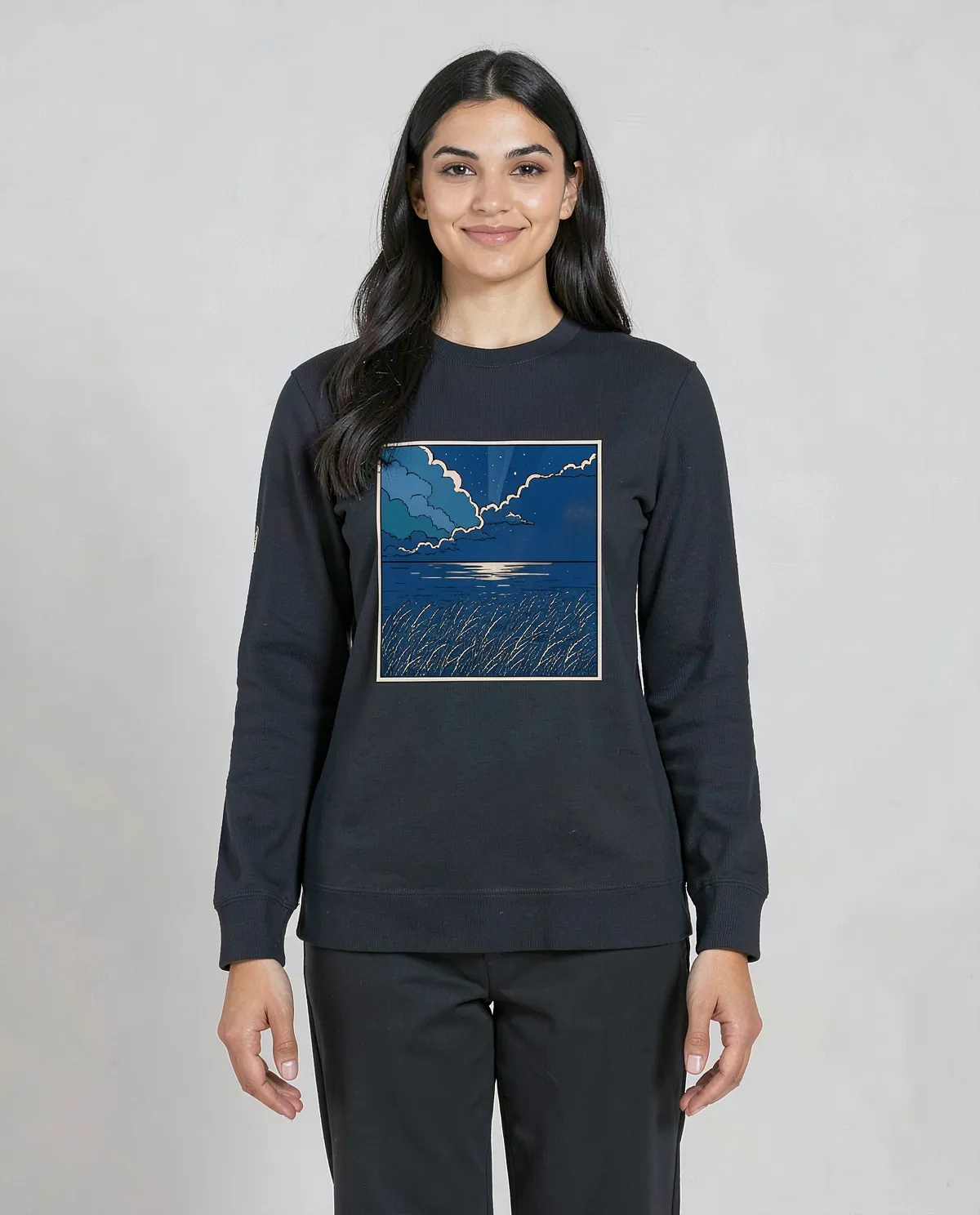 Black Premium Brushed Organic Cotton Sweatshirt 0