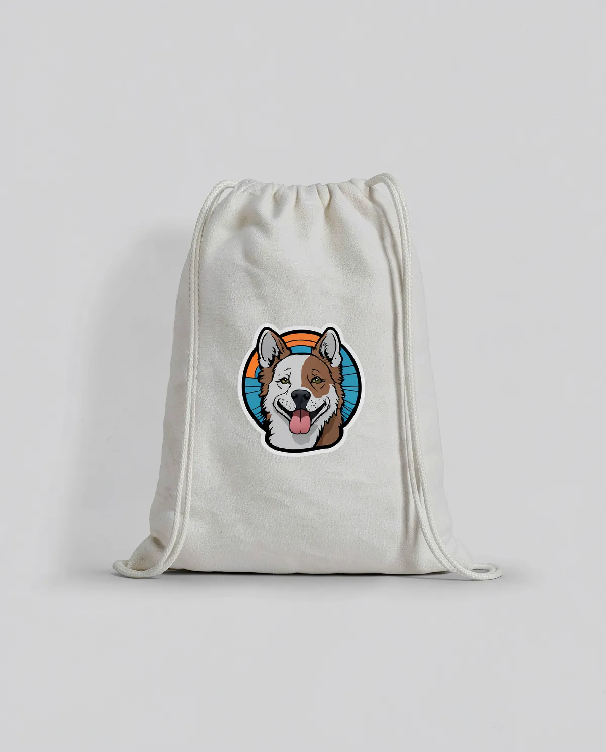 Lightweight Cotton Drawstring Bag with Natural Drawstrings