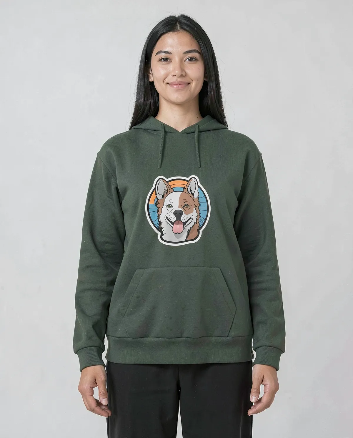 Green Organic Cotton Sweatshirt with Brushed Fabric