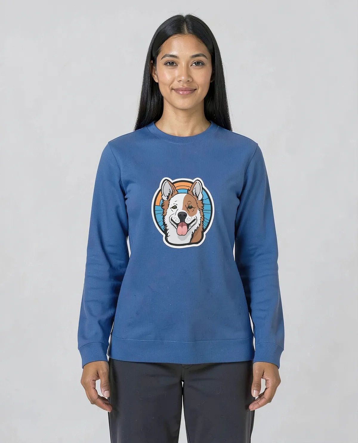 Blue Premium Brushed Cotton Sweatshirt