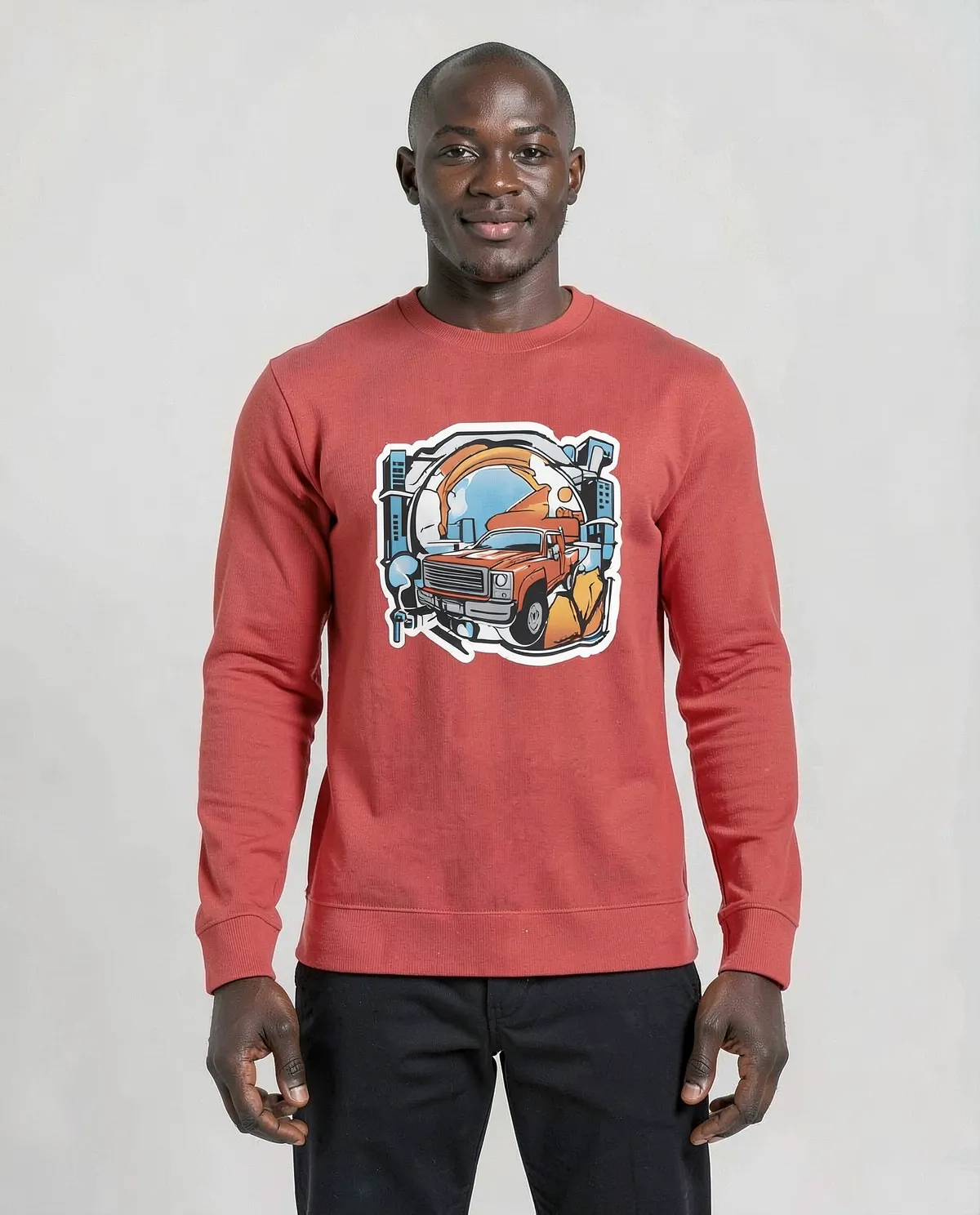 Red Brushed Organic Sweatshirt