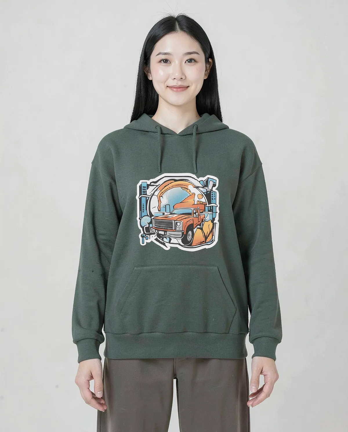 Green Eco Sustainable Sweatshirt with Brushed Fabric 0