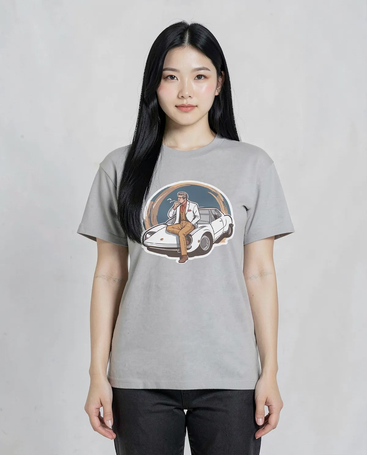 Grey Eco-Friendly T-Shirt with Minimalist Graphic Print 0
