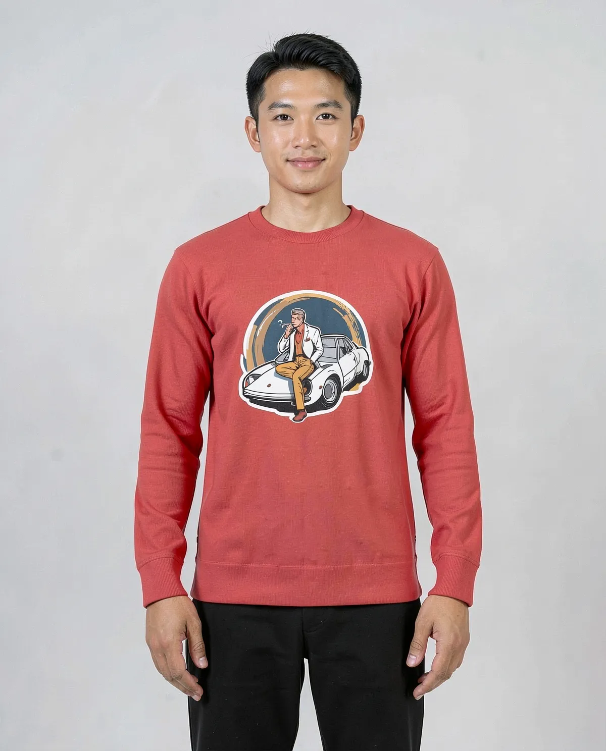 Red Brushed Organic Sweatshirt
