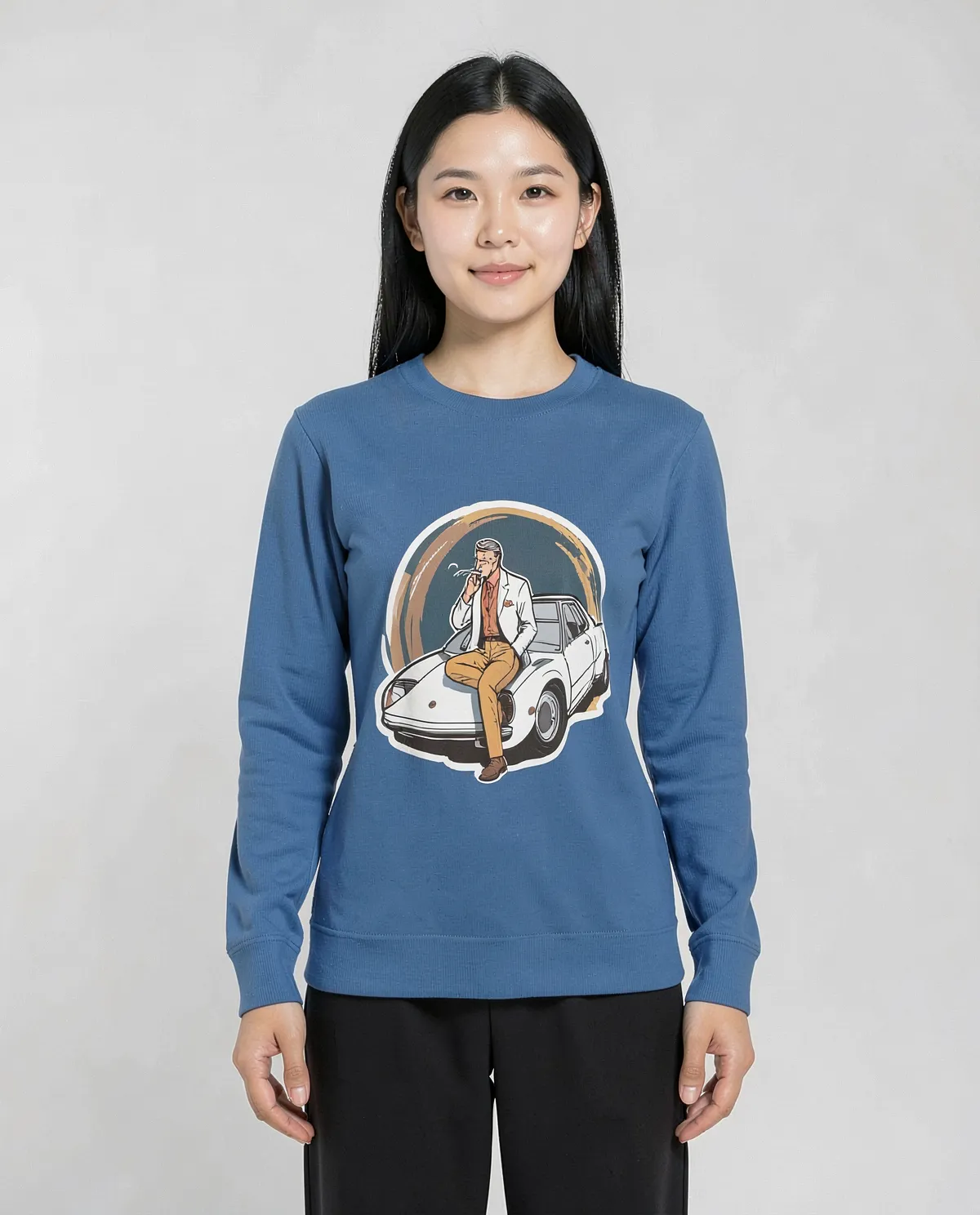 Blue Organic Brushed Sweatshirt