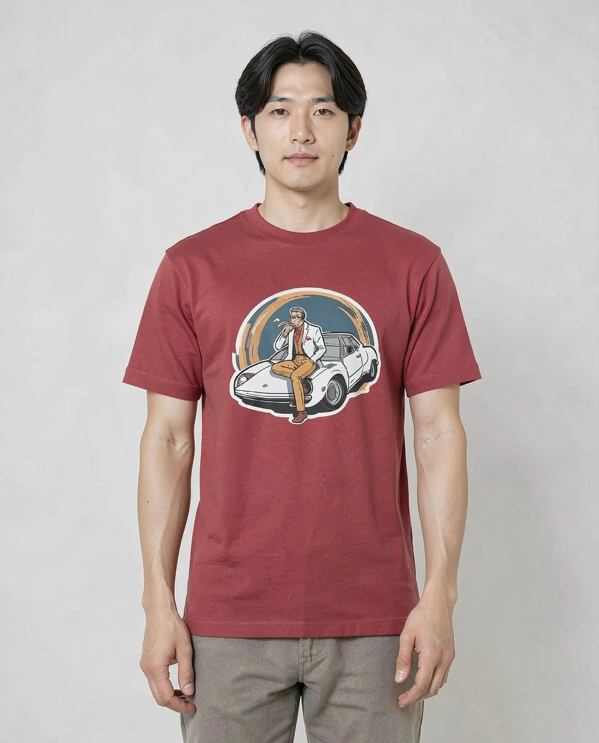 Red T-Shirt Featuring Vibrant Graphic Design 0