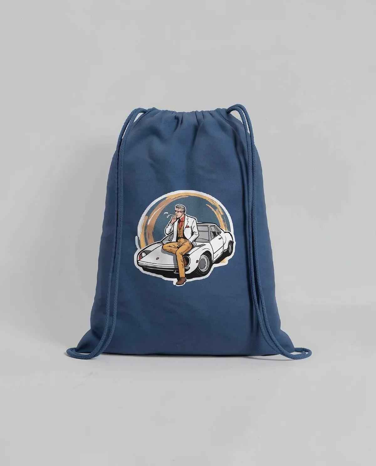 Lightweight Cotton Drawstring Gym Bag with Natural Drawstrings 0