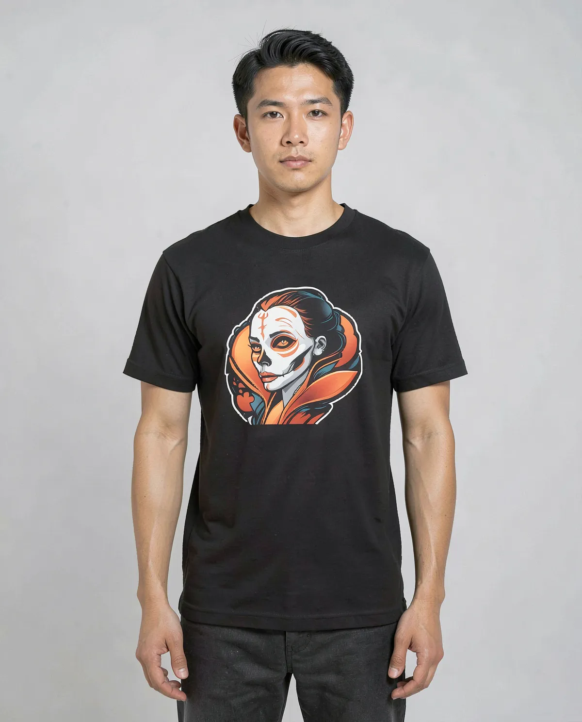 Black T-Shirt with Unique Urban Pattern