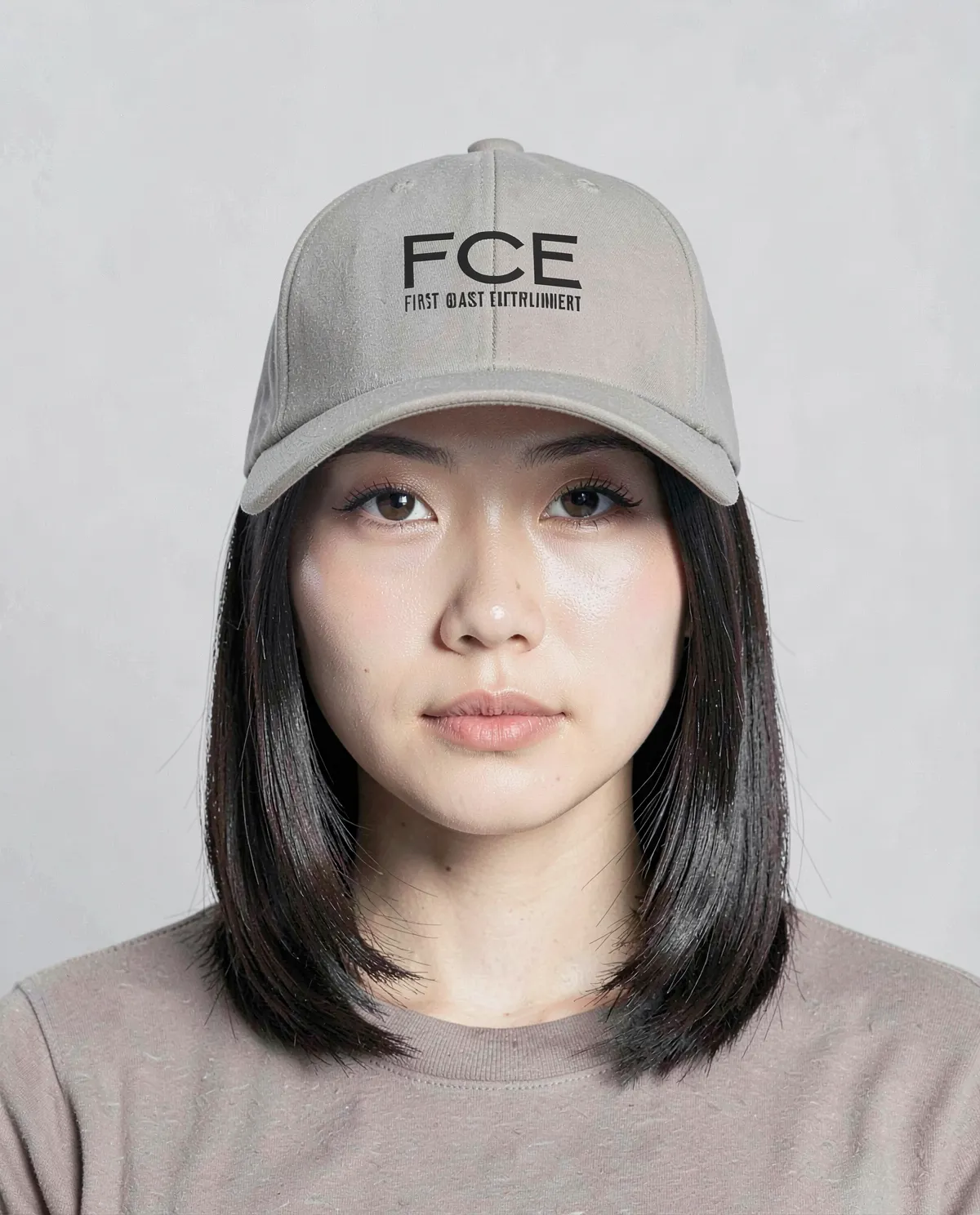 Grey 5-Panel Cap with Velcro Closure 0
