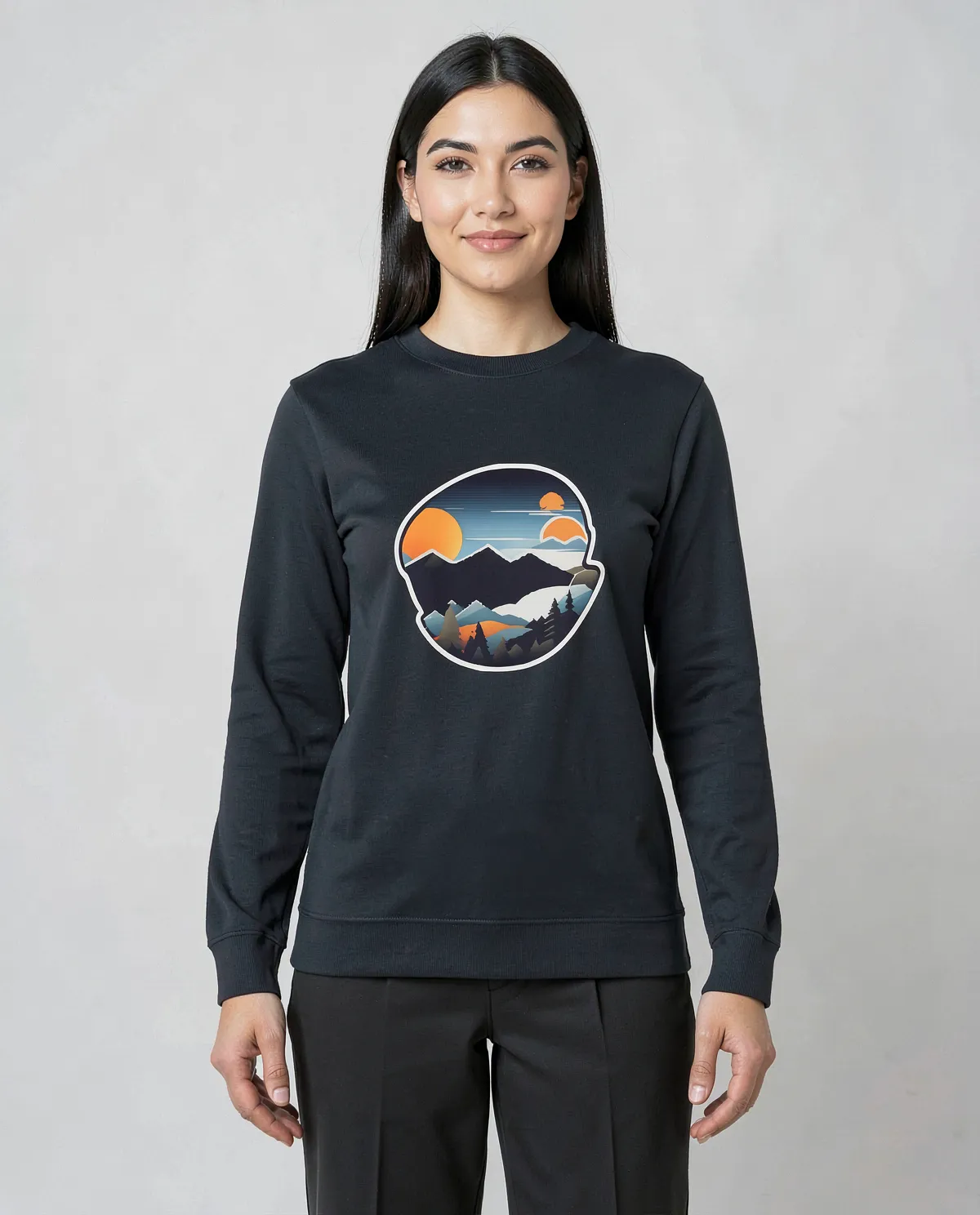 Black Unisex Cotton Sweatshirt – Durable, Print‑Ready Comfort