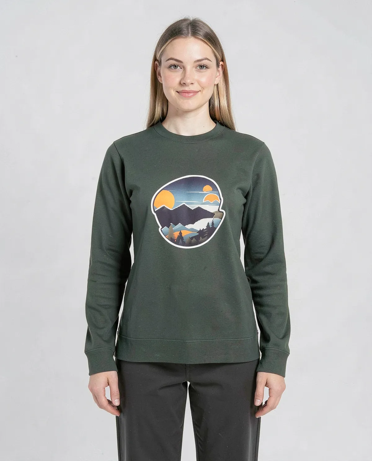 Green Eco‑Sustainable Brushed Sweatshirt