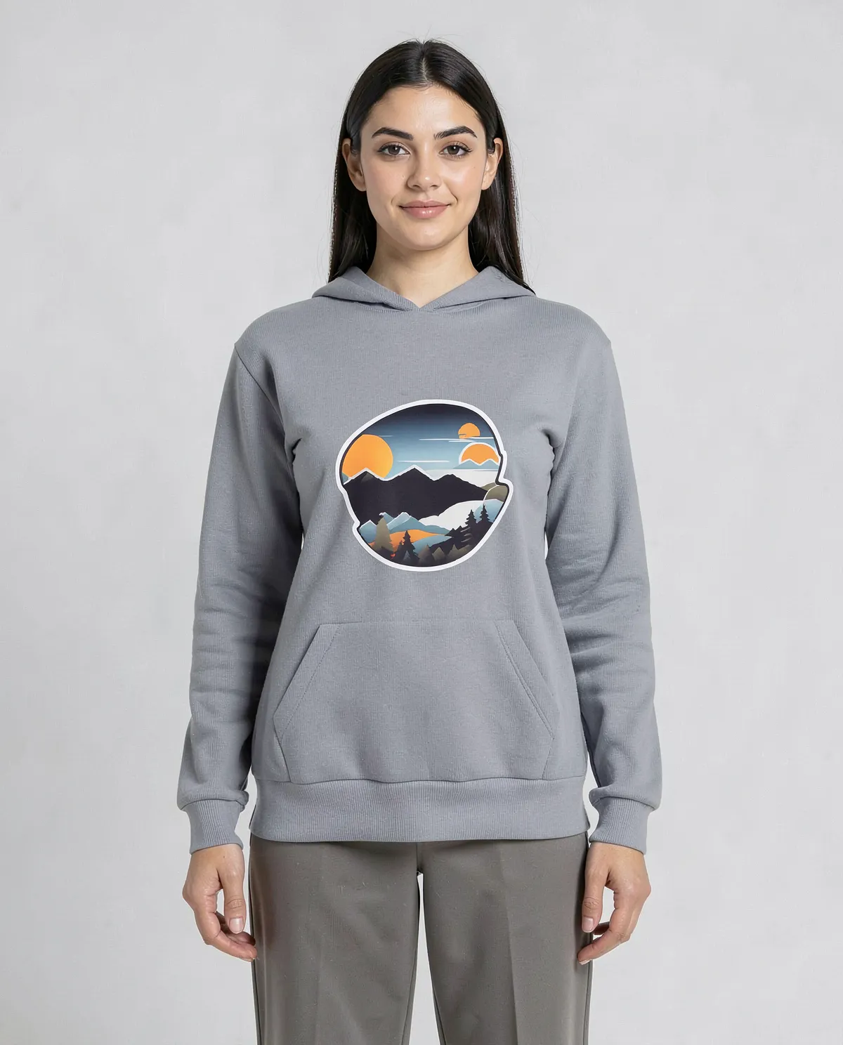 Grey Unisex Sweatshirt, 100% Cotton, Modern Fit