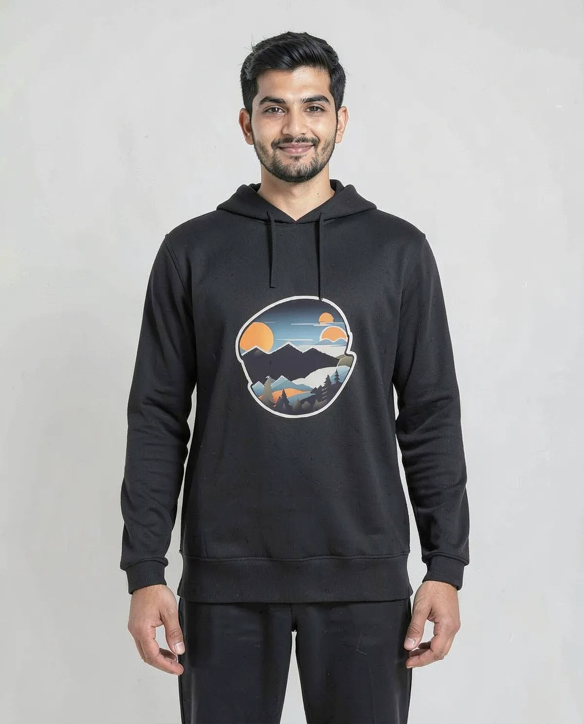 Black Premium Sweatshirt with Brushed Fabric