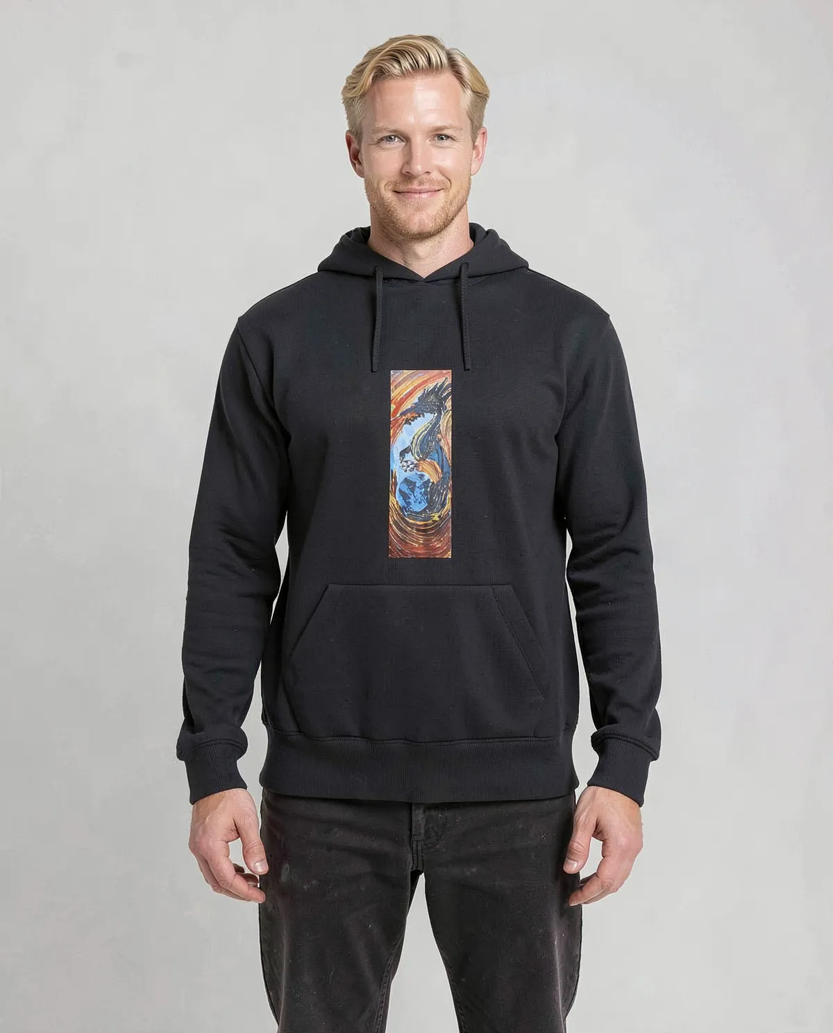 Hoodie, customizable, 80% cotton, Black