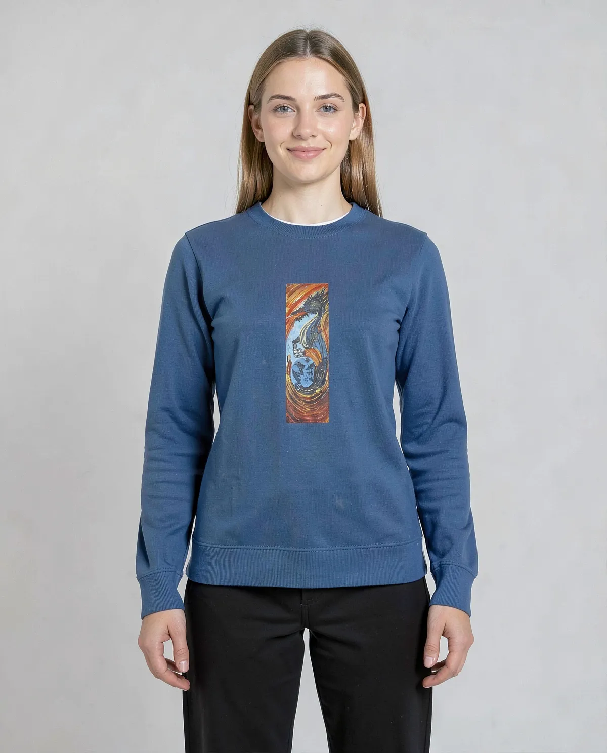 Blue Brushed Sweatshirt with Soft Organic Cotton 0