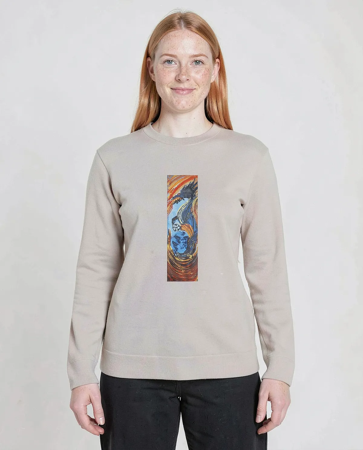 Cream Organic Cotton Unisex Sweatshirt with Modern Fit 0