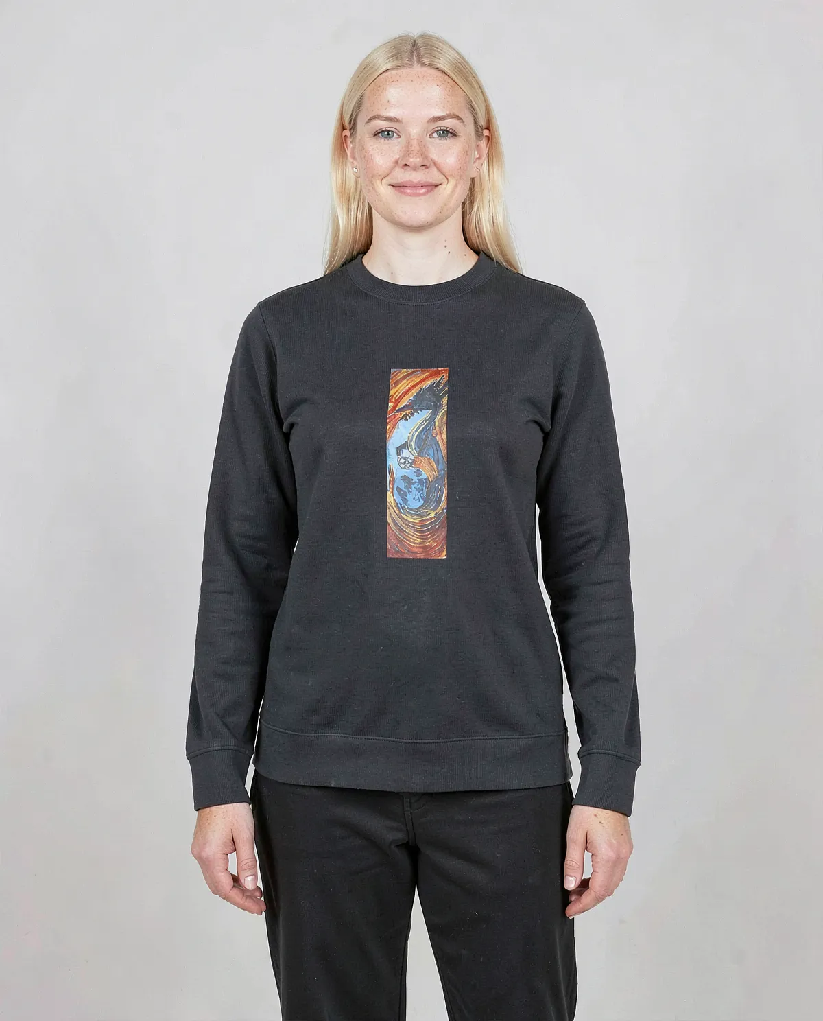 Black Unisex Sweatshirt with Set-In Sleeves 0
