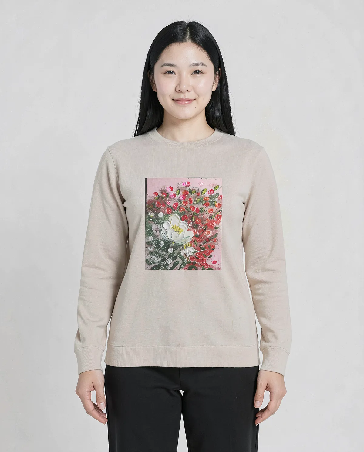 Cream Brushed Organic Cotton Sweatshirt 0
