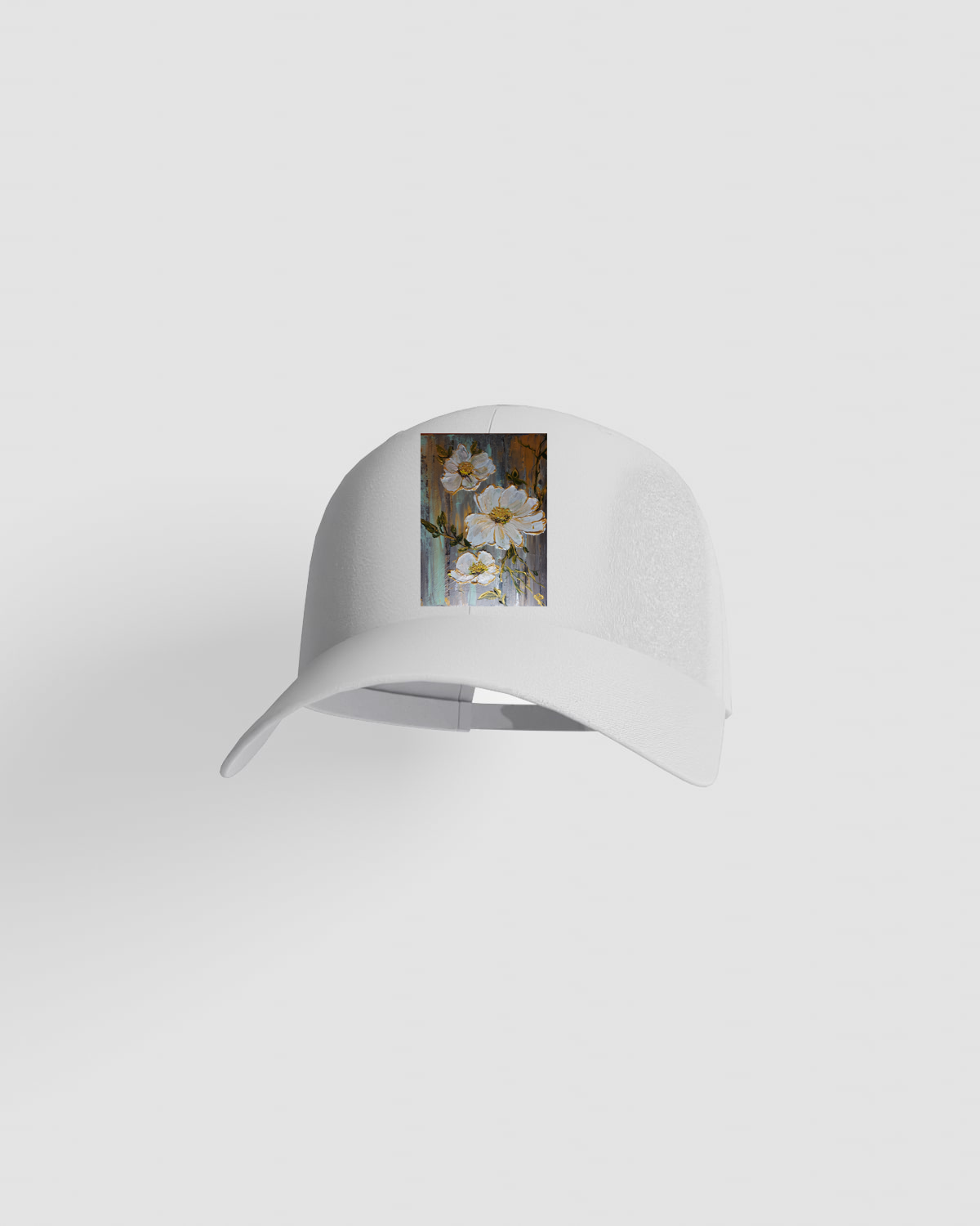 White 5-Panel Cotton Cap with Velcro Closure 59