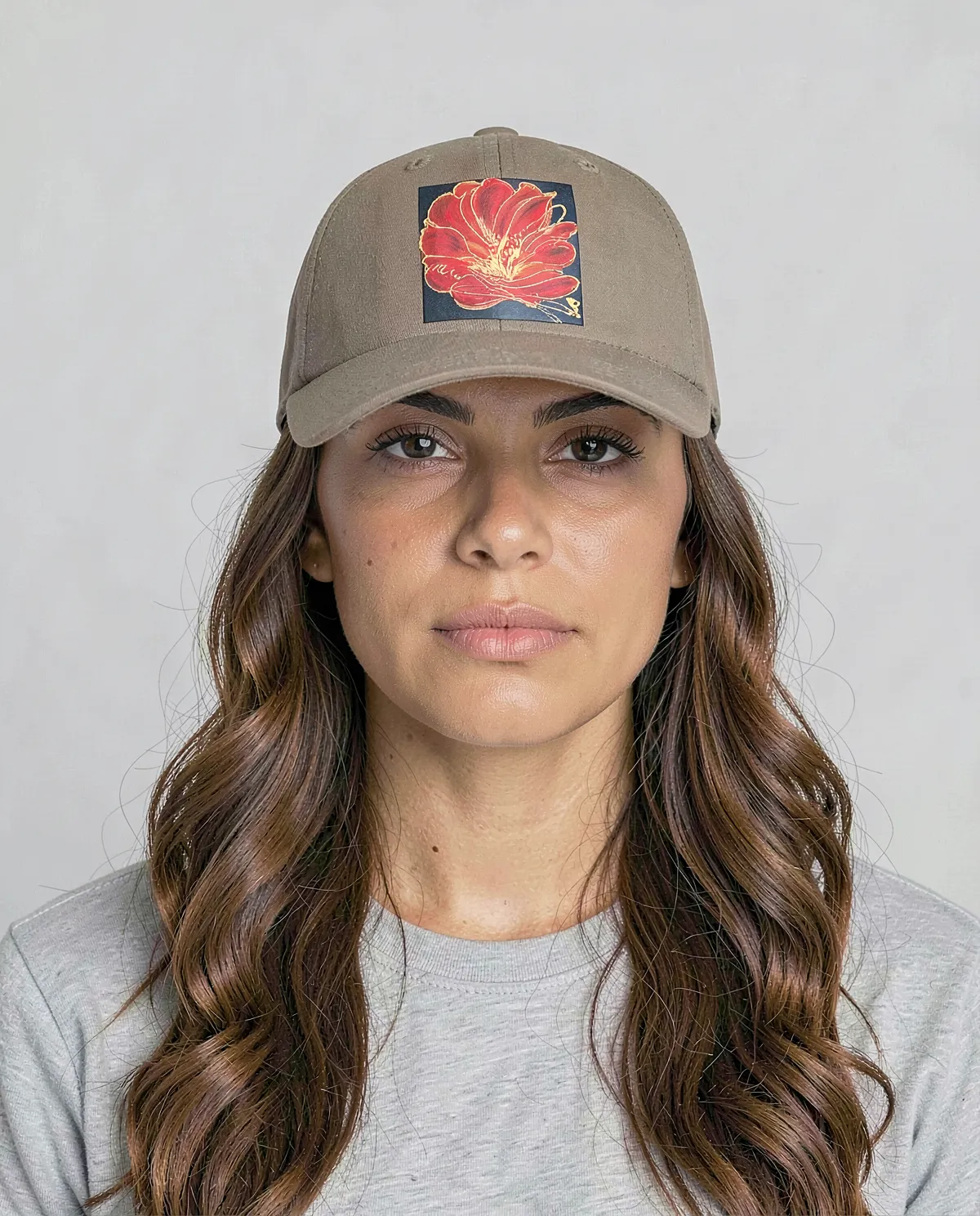 Khaki Cotton Cap with Velcro Closure 0