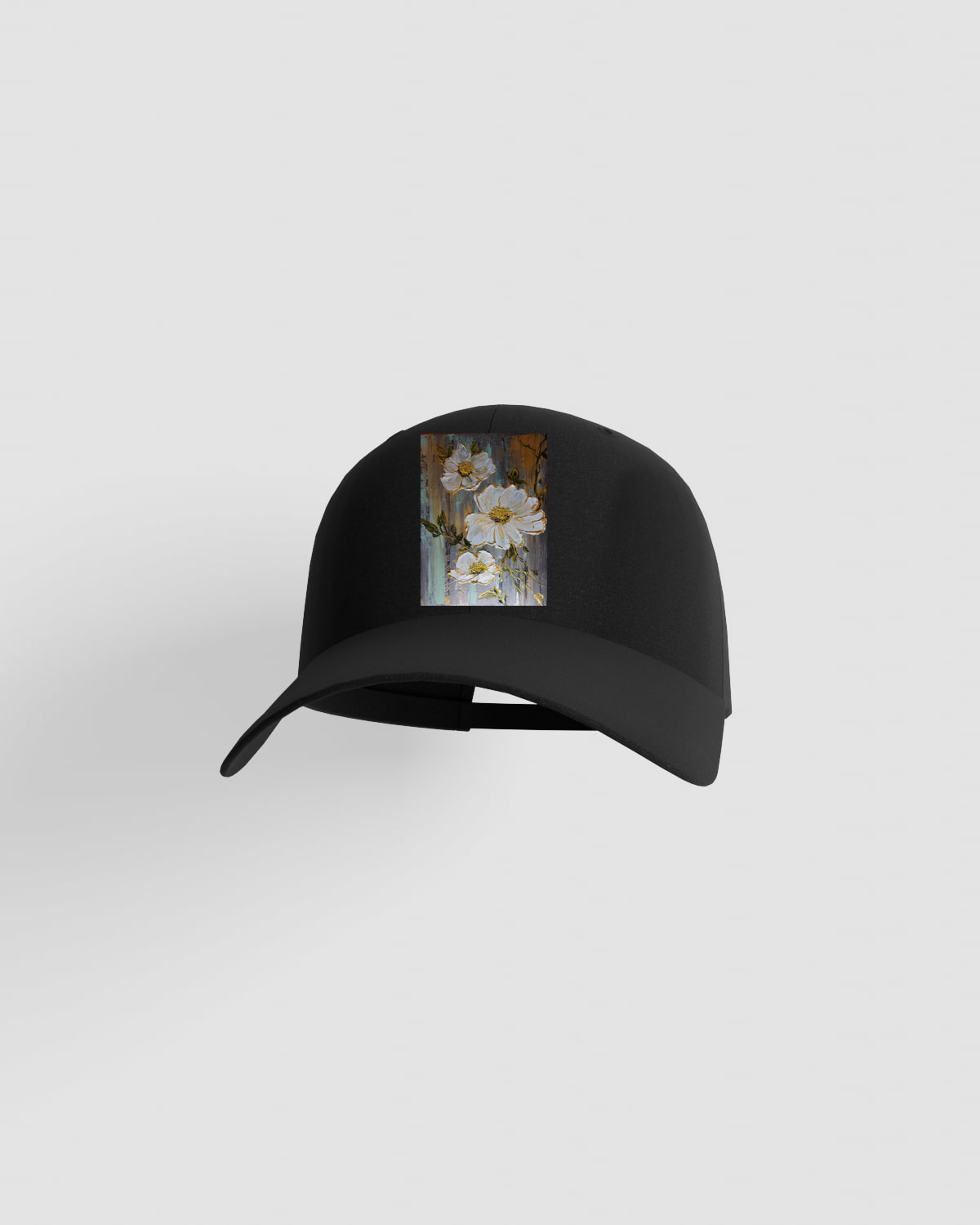 Black Classic 5-Panel Cotton Cap with Velcro 59