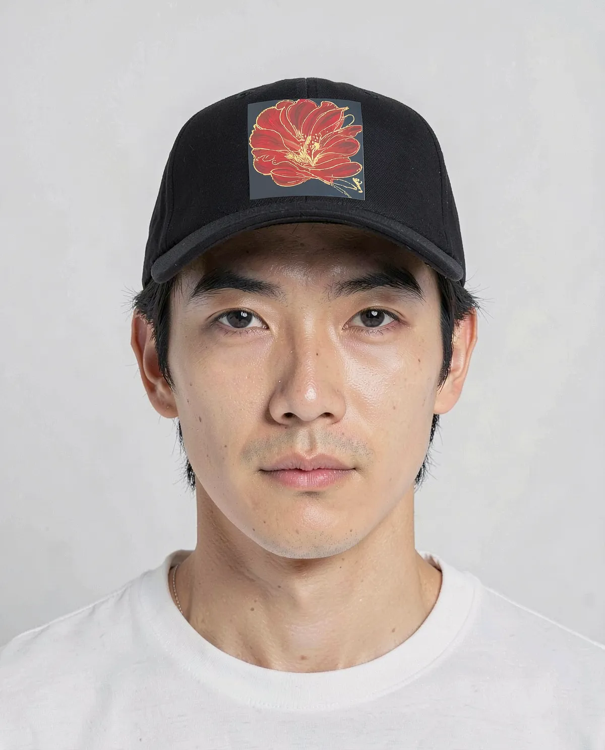 Black 5-Panel Cotton Cap with Velcro Closure 0