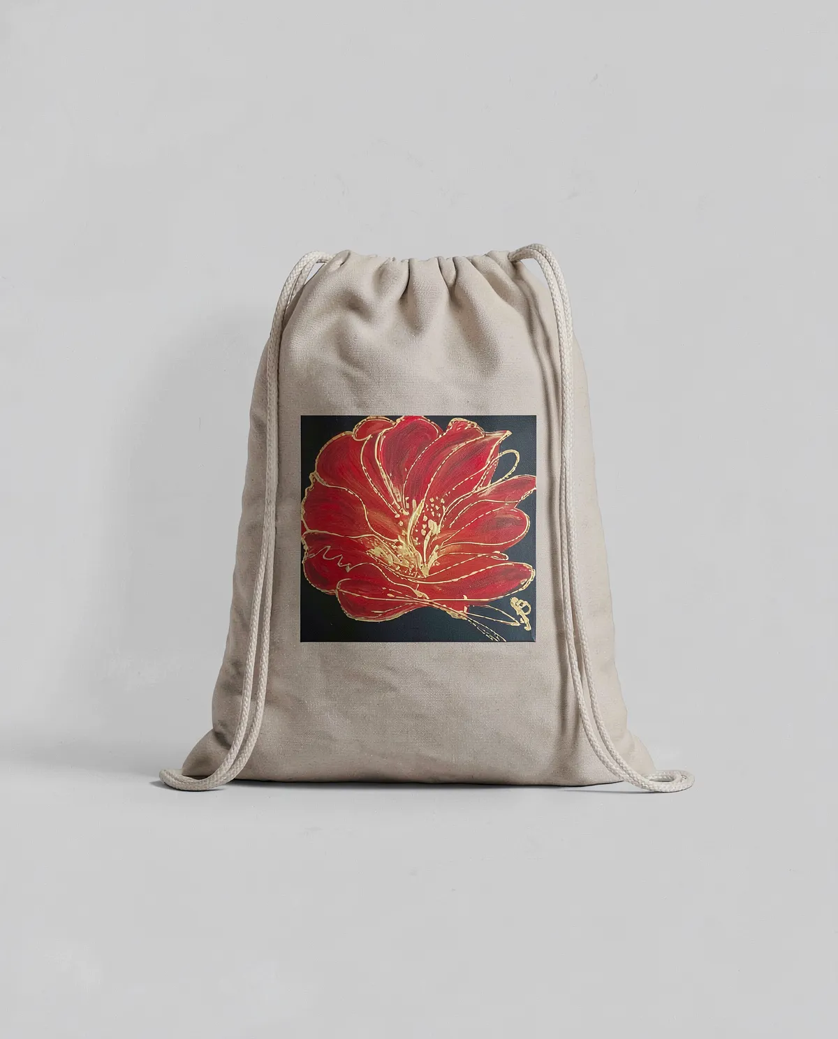 Neutral Toned Drawstring Bag – Smooth Print Surface 0