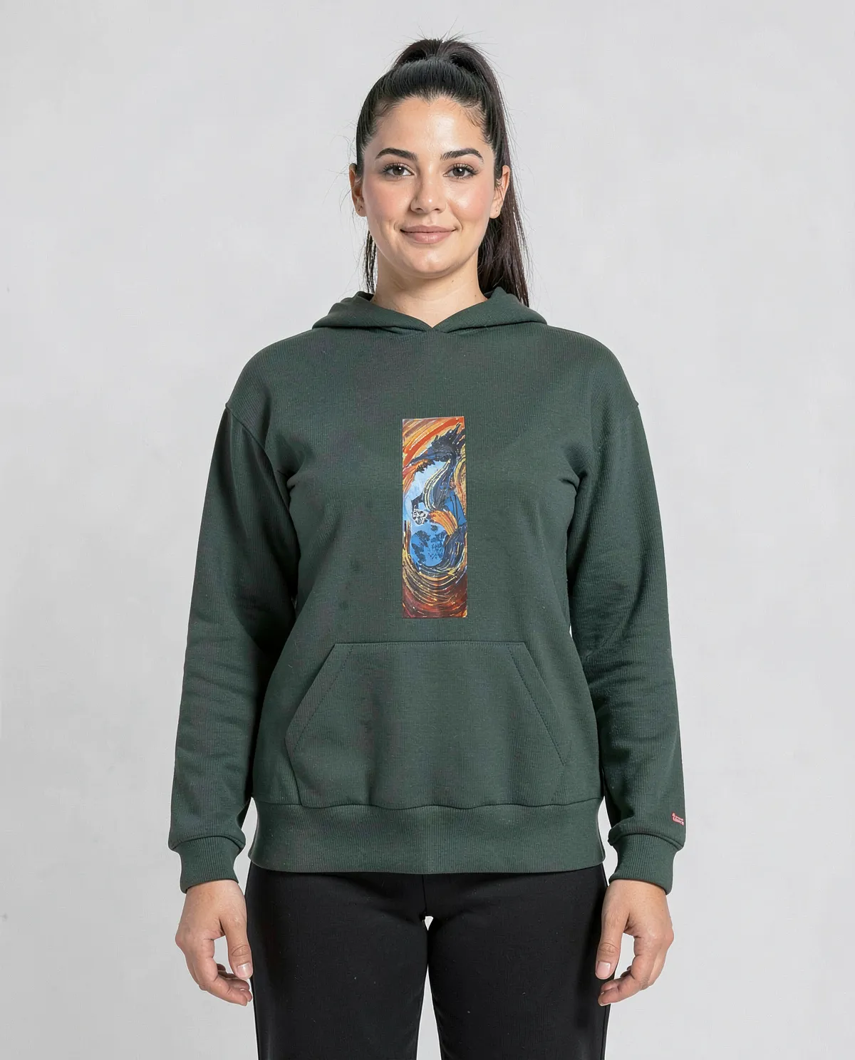 Green Organic Cotton Sweatshirt with Brushed Fabric 0