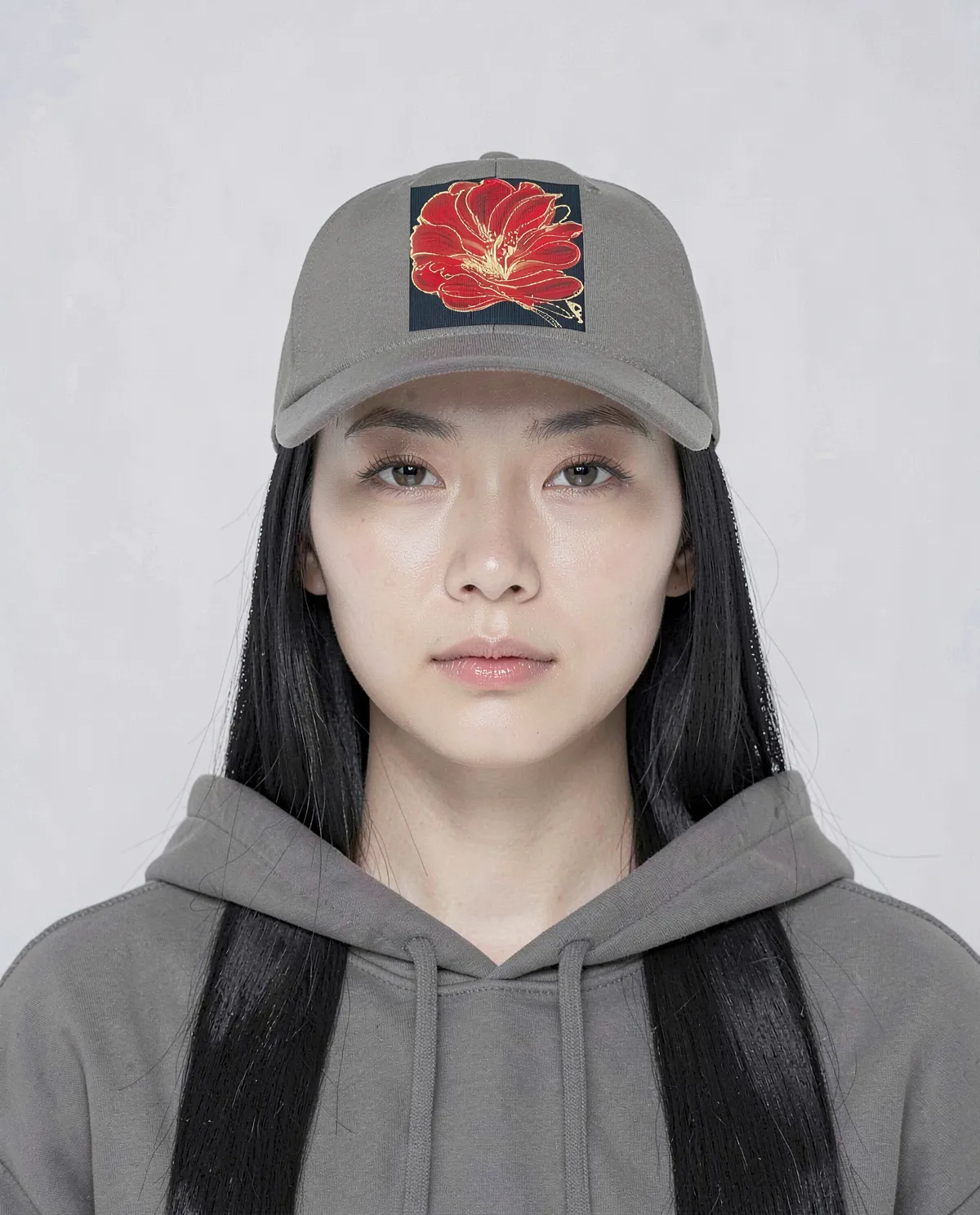 Grey Classic Cotton Cap with Velcro Closure 0