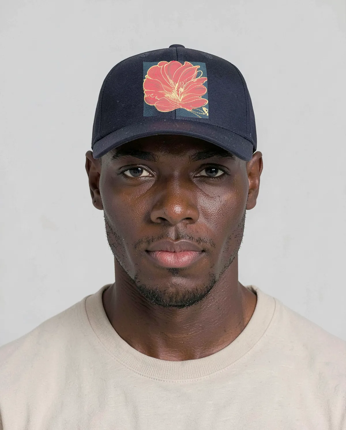 Navy 5-Panel Cotton Cap with Velcro Closure 0