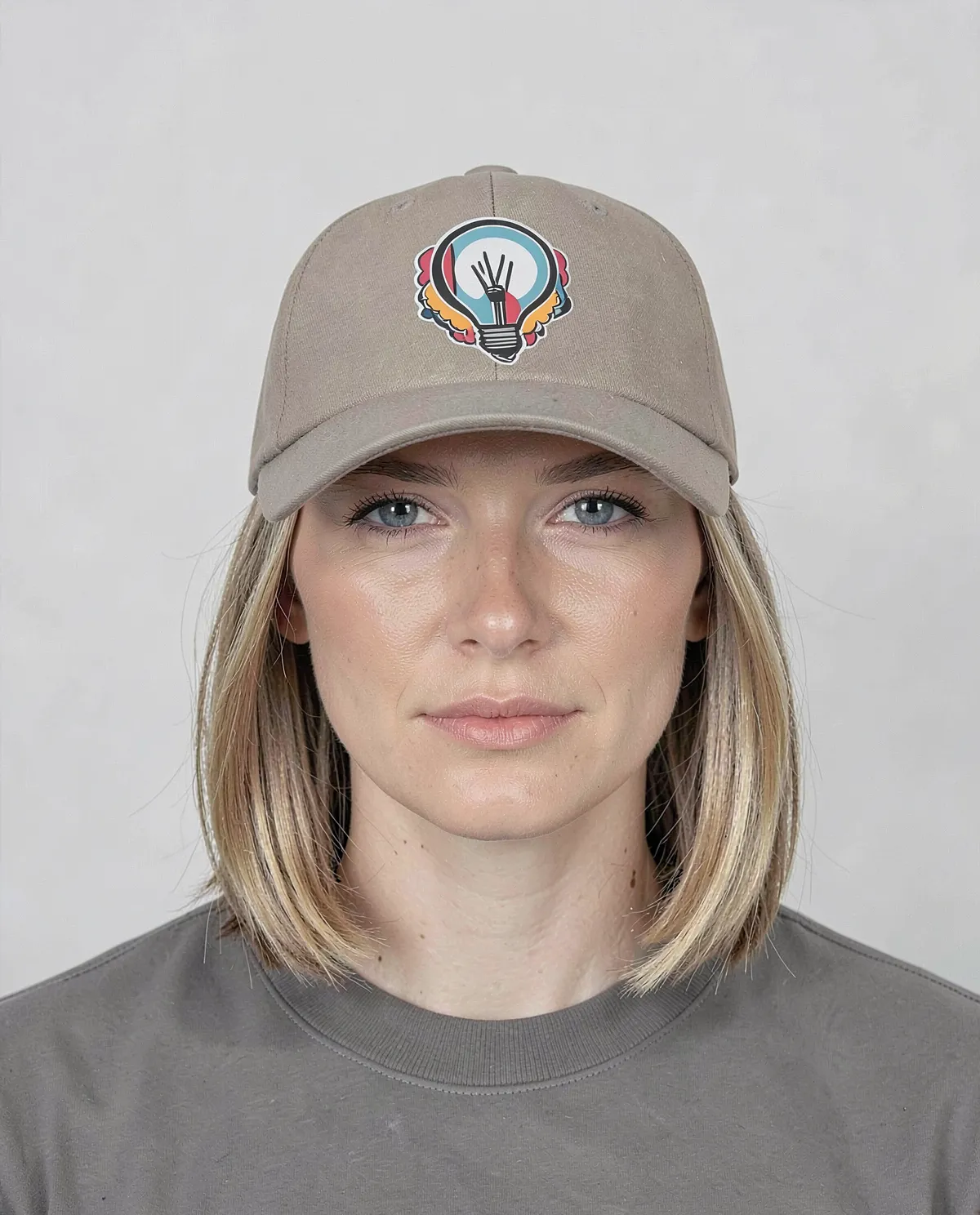 Khaki Cap with Adjustable Velcro Closure