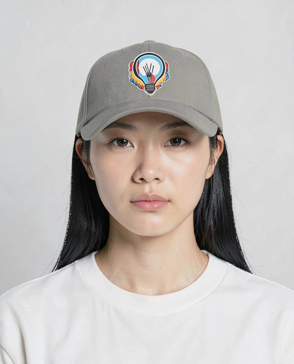 Grey 5-Panel Cotton Cap with Velcro Closure