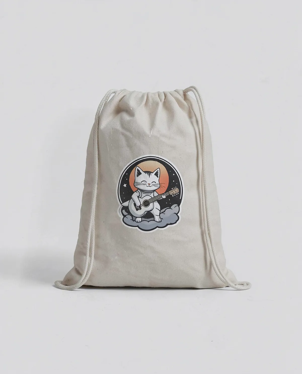 Lightweight Cotton Drawstring Gym Bag with Natural Drawstrings 0