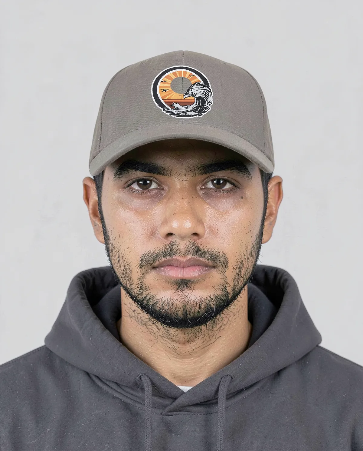 Grey Cap with Adjustable Velcro Closure