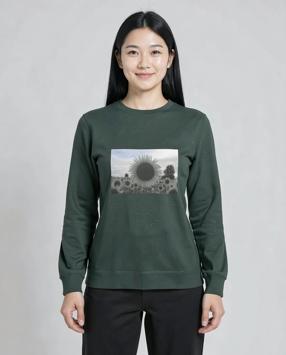 Green Organic Cotton Sweatshirt with Brushed Fabric 0