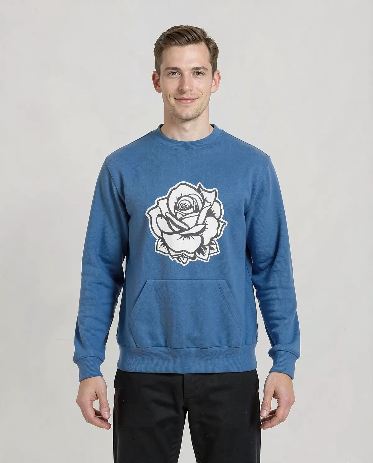 Blue 100% Cotton Unisex Sweatshirt 0