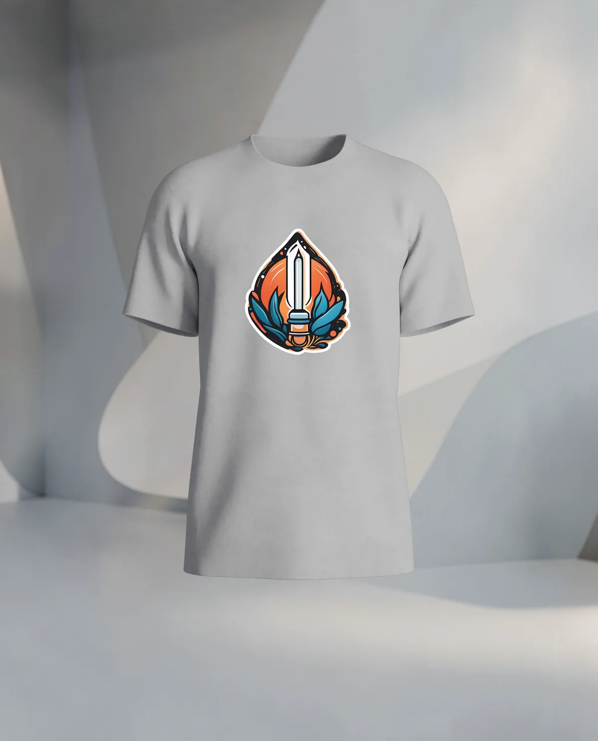 Grey T-Shirt with Bold Abstract Design 59