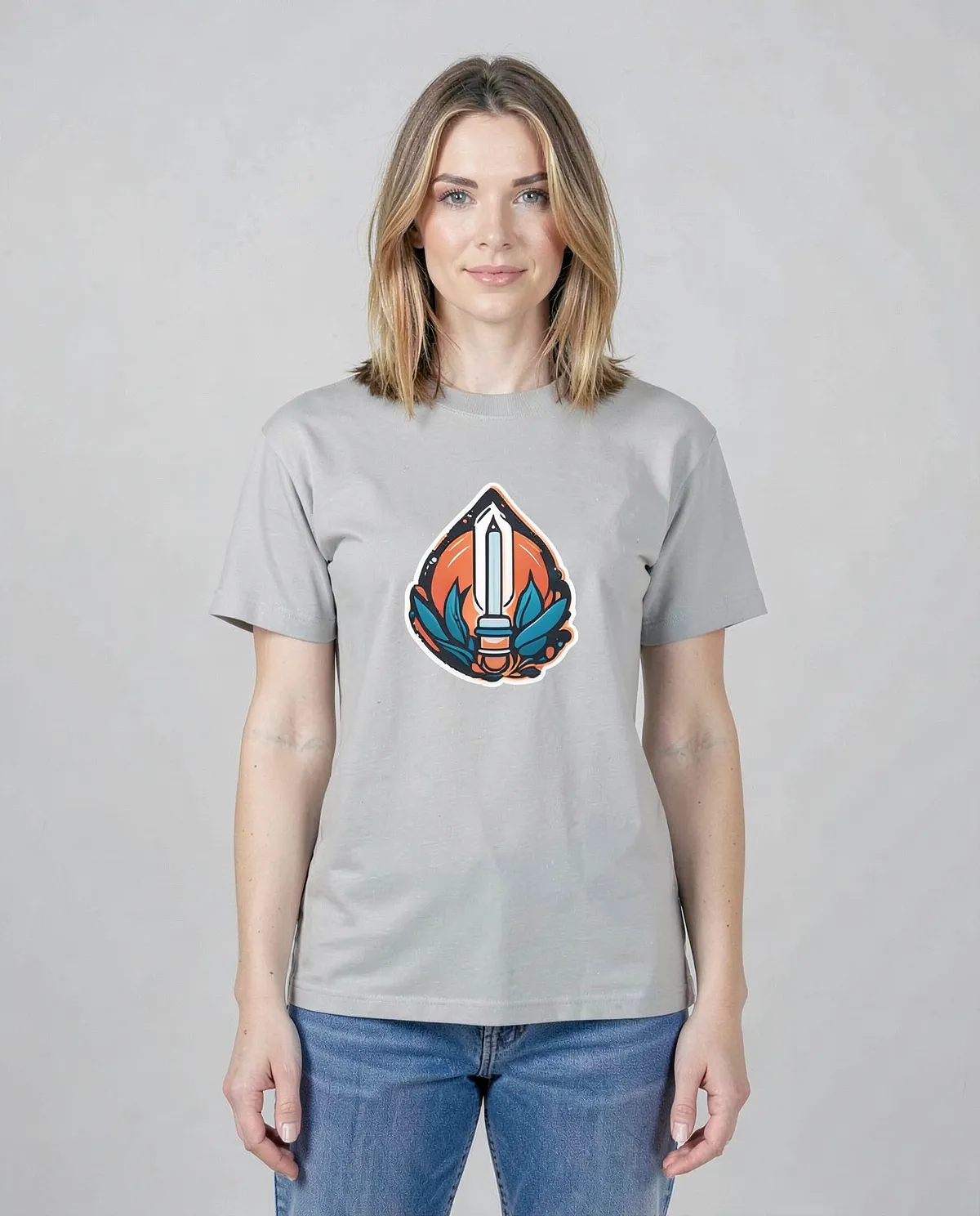Grey T-Shirt with Bold Abstract Design 0