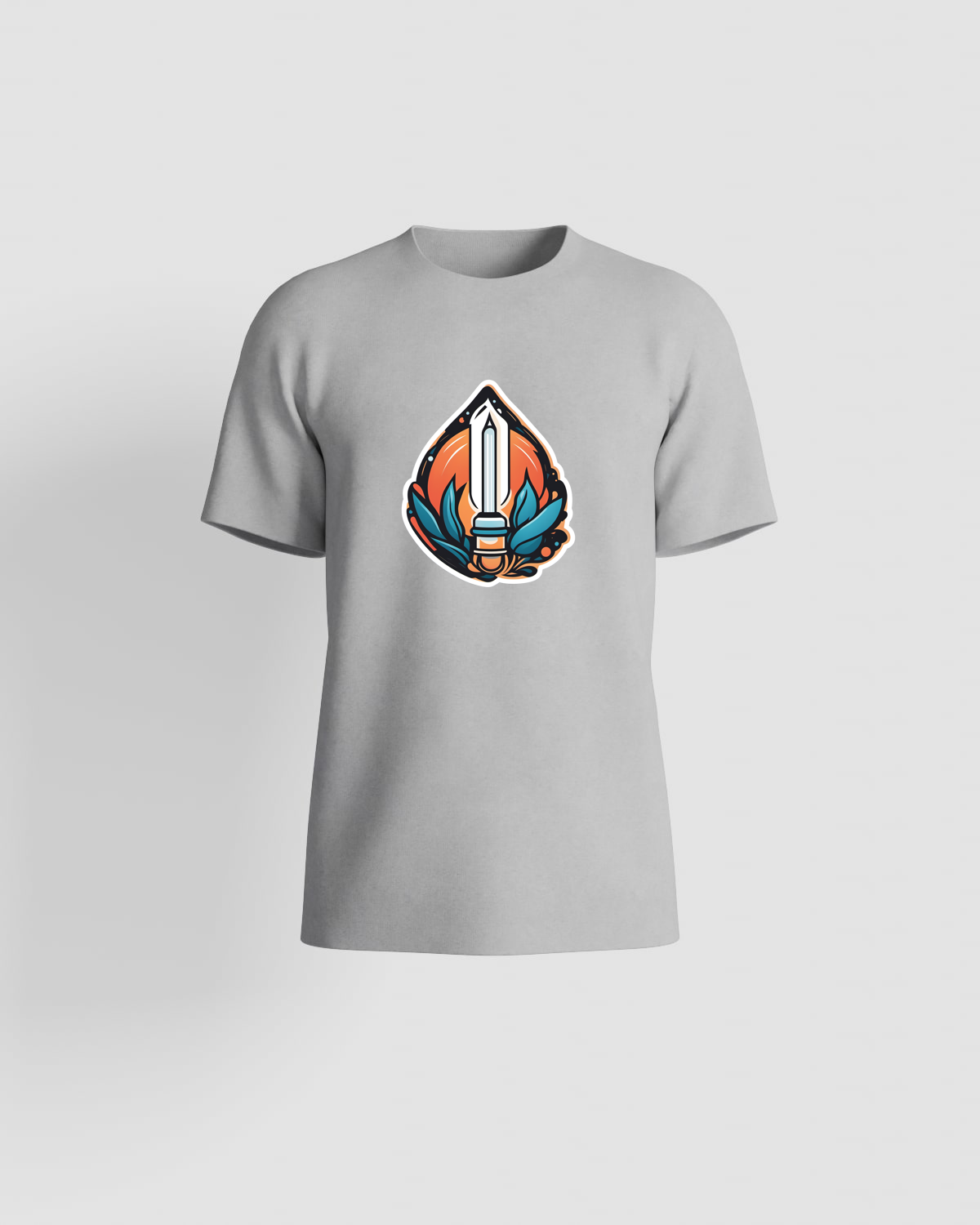 Grey T-Shirt with Bold Abstract Design 59