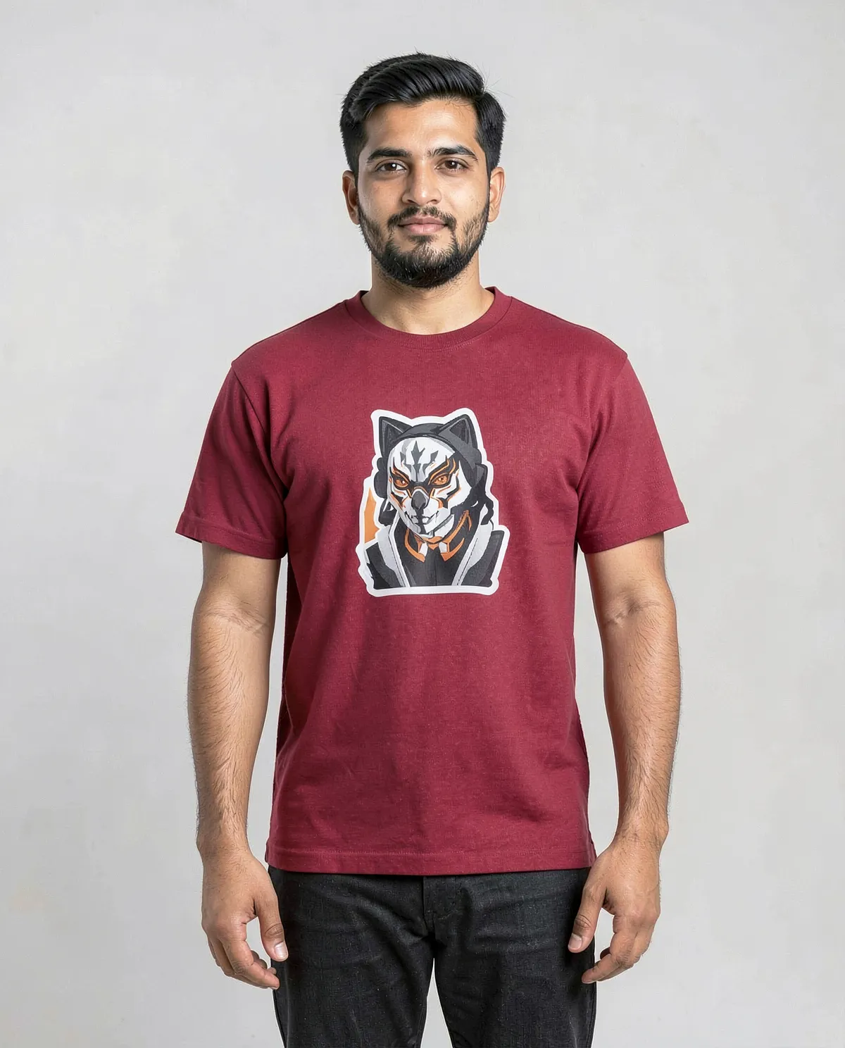 T-shirt rouge éco‑responsable avec impression graphique audacieuse