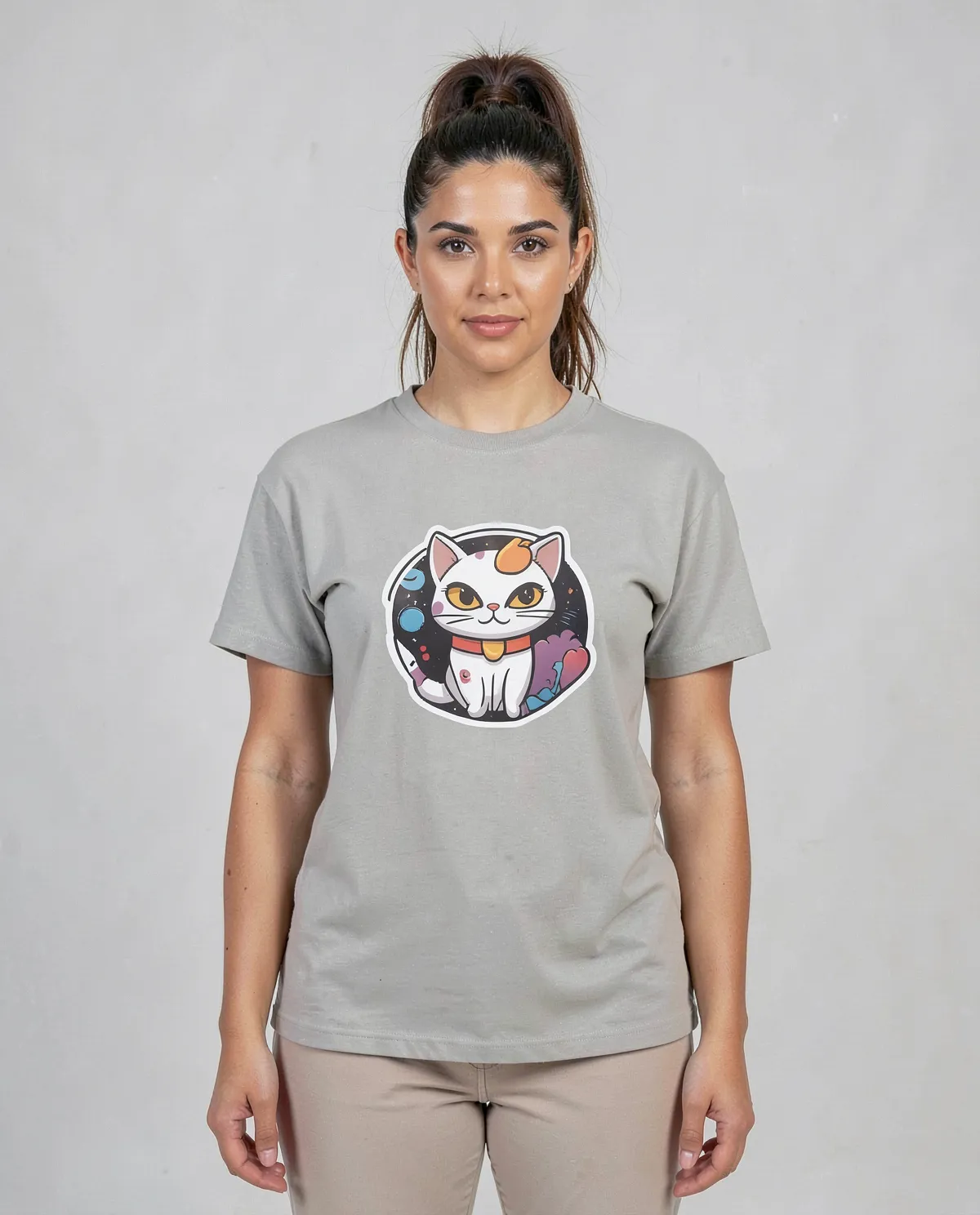 Eco-Friendly Grey T-Shirt with Unique Abstract Pattern 0