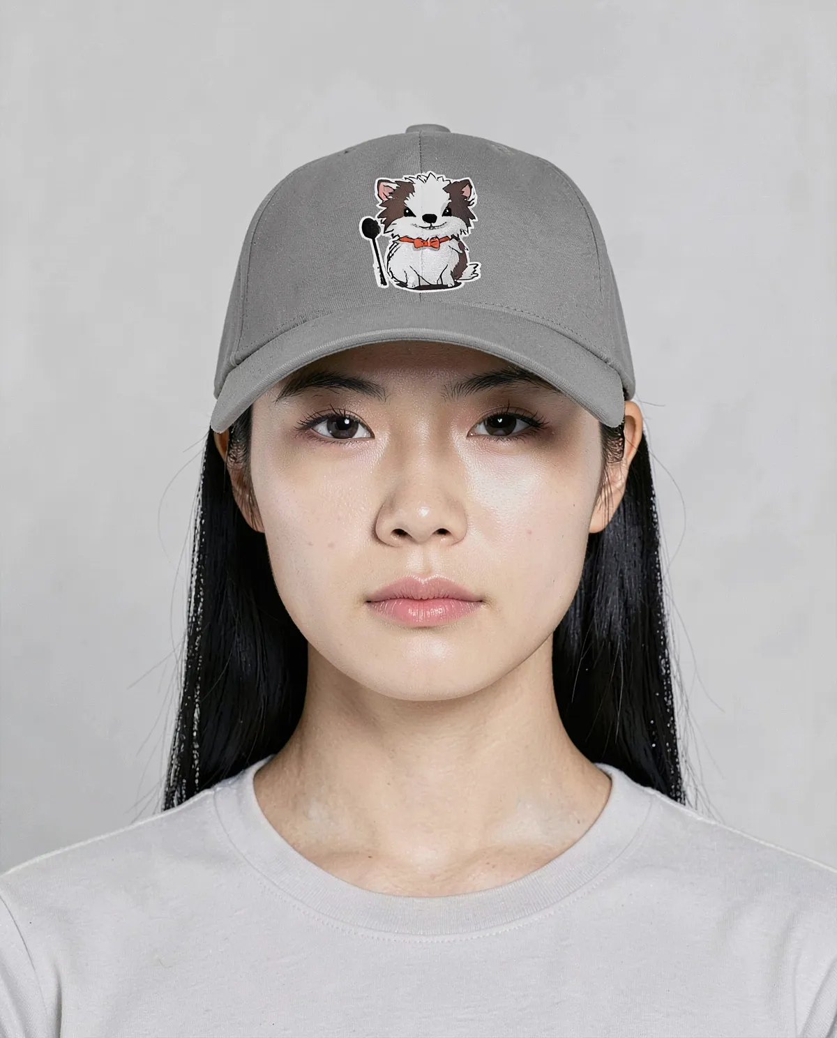 Grey Cap with Adjustable Velcro Closure