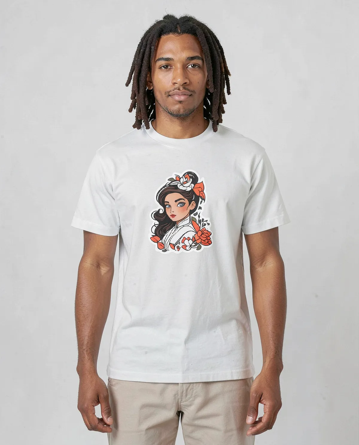 White T-Shirt with Unique Logo Design 0